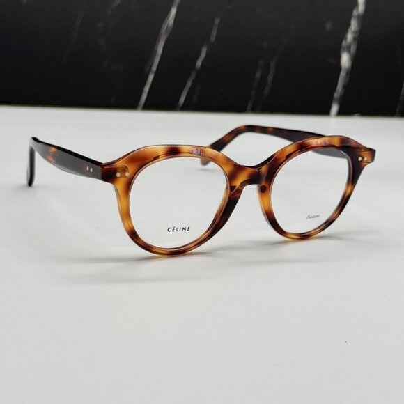 NEW CELINE CL41458 086 HAVANA ROUND UNISEX CELINE EYEGLASSES - Picture 5 of 12